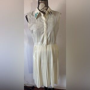 Sister Jane Pleated Cactus Collar Cream Midi dress- Size Medium